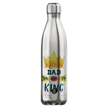 Dad you are the King, Μεταλλικό παγούρι θερμός Inox (Stainless steel), διπλού τοιχώματος, 750ml