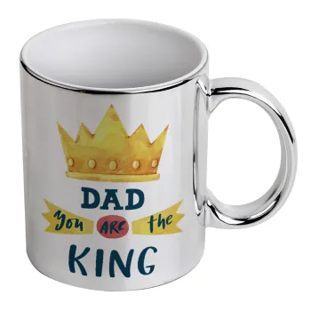 Dad you are the King, Κούπα κεραμική, ασημένια καθρέπτης, 330ml