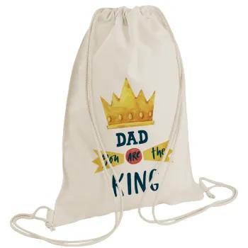 Dad you are the King, Τσάντα πλάτης πουγκί GYMBAG natural (28x40cm)