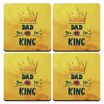 Dad you are the King, ΣΕΤ 4 Σουβέρ ξύλινα τετράγωνα (9cm)