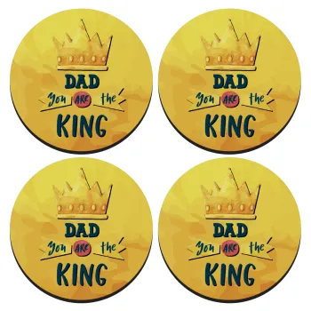 Dad you are the King, ΣΕΤ 4 Σουβέρ ξύλινα στρογγυλά (9cm)