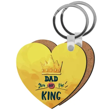 Dad you are the King, Μπρελόκ Ξύλινο καρδιά MDF