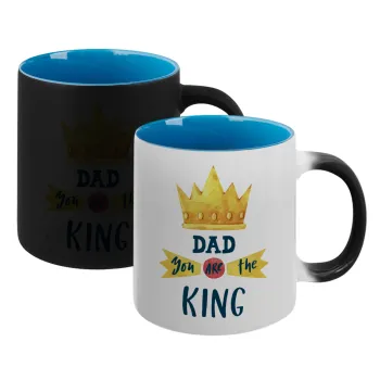 Dad you are the King, Κούπα Μαγική εσωτερικό μπλε, κεραμική 330ml που αλλάζει χρώμα με το ζεστό ρόφημα