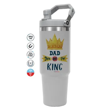 Dad you are the King, GREY color, 890ml (30oz) stainless Steel Tumbler with Handle