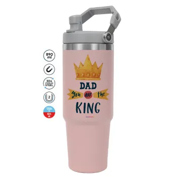 Dad you are the King, Pink color, 890ml (30oz) stainless Steel Tumbler with Handle