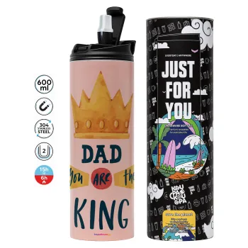 Dad you are the King, Tumbler stainless steel PINK 600ml