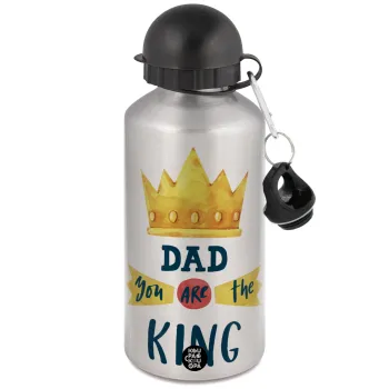 Dad you are the King, Μεταλλικό παγούρι νερού, Ασημένιο, αλουμινίου 500ml