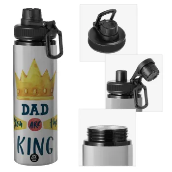 Dad you are the King, Μεταλλικό παγούρι νερού με καπάκι ασφαλείας, αλουμινίου 850ml