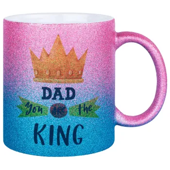 Dad you are the King, Κούπα Χρυσή/Μπλε Glitter, κεραμική, 330ml