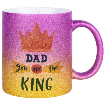 Dad you are the King, Κούπα Χρυσή/Ροζ Glitter, κεραμική, 330ml