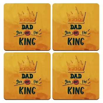 Dad you are the King, ΣΕΤ x4 Σουβέρ ξύλινα τετράγωνα plywood (9cm)
