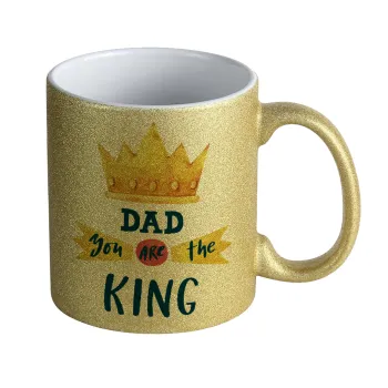 Dad you are the King, Κούπα Χρυσή Glitter που γυαλίζει, κεραμική, 330ml