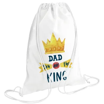 Dad you are the King, Τσάντα πλάτης πουγκί GYMBAG λευκή (28x40cm)