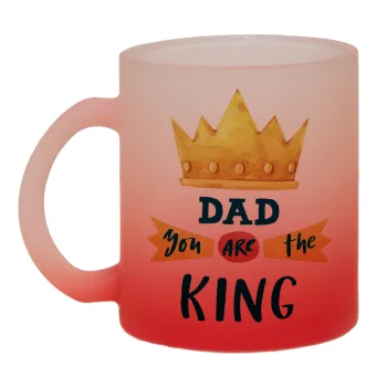 Dad you are the King, Κούπα γυάλινη δίχρωμη με βάση το κόκκινο ματ, 330ml