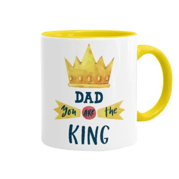 Dad you are the King, Mug colored yellow, ceramic, 330ml