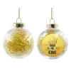 Transparent Christmas tree ball ornament with gold filling 8cm