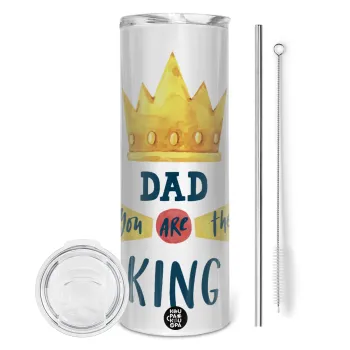 Dad you are the King, Tumbler stainless steel 600ml, with metal straw & cleaning brush