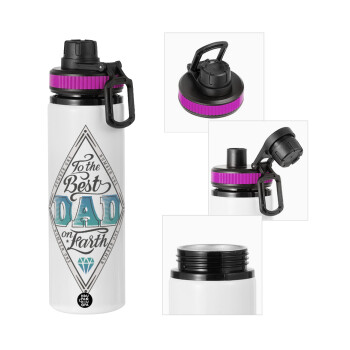 To the best DAD on earth, Metallic water bottle with safety lid, 850ml aluminum