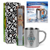 Easter Set, metallic thermal cup (300ml) & Easter aromatic flat candle (30cm) (GRAY)