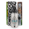 Easter Set, metallic silver aluminum water bottle (500ml) & aromatic flat Easter candle (30cm) (GRAY)