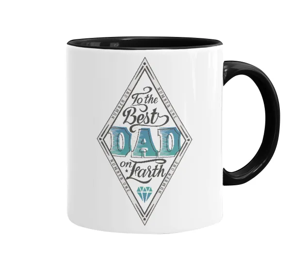 To the best DAD on earth — Κούπα χρωματιστή μαύρη, κεραμική, 330ml