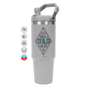 To the best DAD on earth, GREY color, 890ml (30oz) stainless Steel Tumbler with Handle