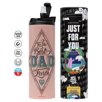To the best DAD on earth, Tumbler stainless steel PINK 600ml
