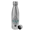 Metallic water bottle, stainless steel, 750ml