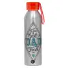 Aluminum Sports Bottle 650ml – Silver with Red Cap and Silicone Strap