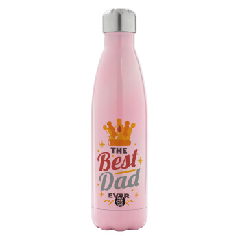 The Best DAD ever, Metal mug thermos Pink Iridiscent (Stainless steel), double wall, 500ml