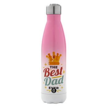 The Best DAD ever, Metal mug thermos Pink/White (Stainless steel), double wall, 500ml