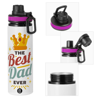 The Best DAD ever, Metallic water bottle with safety lid, 850ml aluminum