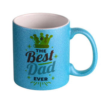The Best DAD ever, Κούπα Σιέλ Glitter που γυαλίζει, κεραμική, 330ml