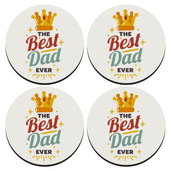 The Best DAD ever, SET of 4 round wooden coasters (9cm)