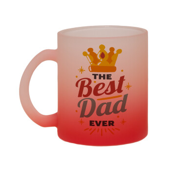 The Best DAD ever, Κούπα γυάλινη δίχρωμη με βάση το κόκκινο ματ, 330ml