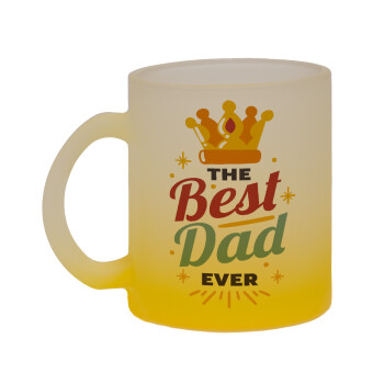 The Best DAD ever, Κούπα γυάλινη δίχρωμη με βάση το κίτρινο ματ, 330ml
