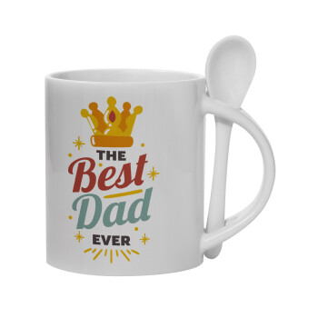 The Best DAD ever, Ceramic coffee mug with Spoon, 330ml (1pcs)