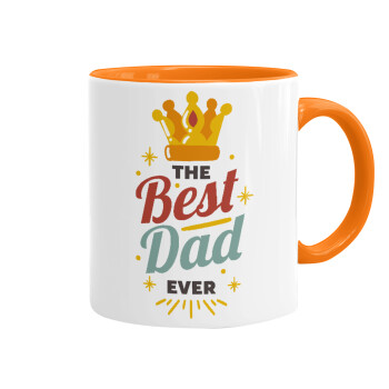 The Best DAD ever, Κούπα χρωματιστή πορτοκαλί, κεραμική, 330ml