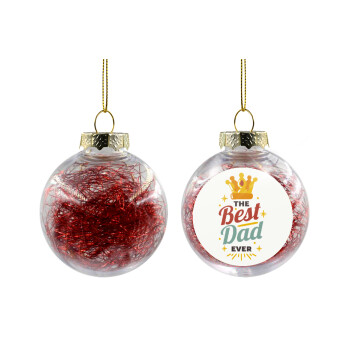 The Best DAD ever, Χριστουγεννιάτικη μπάλα δένδρου διάφανη με κόκκινο γέμισμα 8cm
