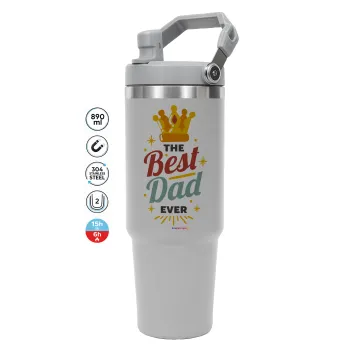 The Best DAD ever, GREY color, 890ml (30oz) stainless Steel Tumbler with Handle