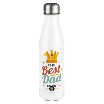 The Best DAD ever, Μεταλλικό παγούρι θερμός Λευκό (Stainless steel), διπλού τοιχώματος, 500ml