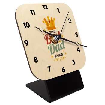 The Best DAD ever, Quartz Table clock in natural wood (10cm)