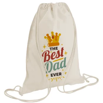 The Best DAD ever, Τσάντα πλάτης πουγκί GYMBAG natural (28x40cm)