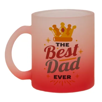 The Best DAD ever, Κούπα γυάλινη δίχρωμη με βάση το κόκκινο ματ, 330ml