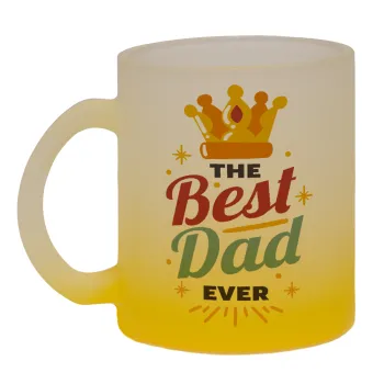 The Best DAD ever, Κούπα γυάλινη δίχρωμη με βάση το κίτρινο ματ, 330ml