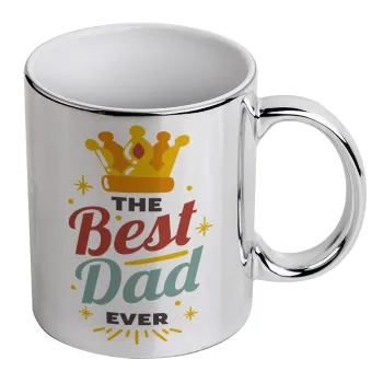 The Best DAD ever, Κούπα κεραμική, ασημένια καθρέπτης, 330ml