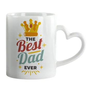 The Best DAD ever, Κούπα καρδιά χερούλι λευκή, κεραμική, 330ml
