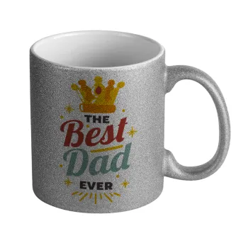 The Best DAD ever, Κούπα Ασημένια Glitter που γυαλίζει, κεραμική, 330ml
