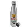 Metallic water bottle, stainless steel, 750ml