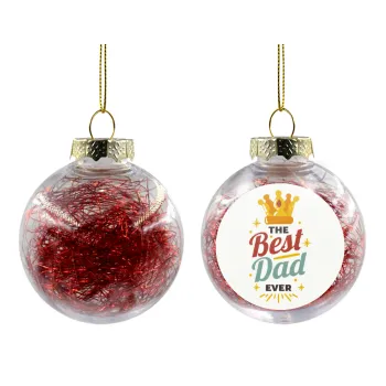 The Best DAD ever, Transparent Christmas tree ball ornament with red filling 8cm